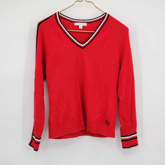 Tommy Hilfiger Red Knit Cashmere Blend Crewneck Size Small - Picture 1 of 7